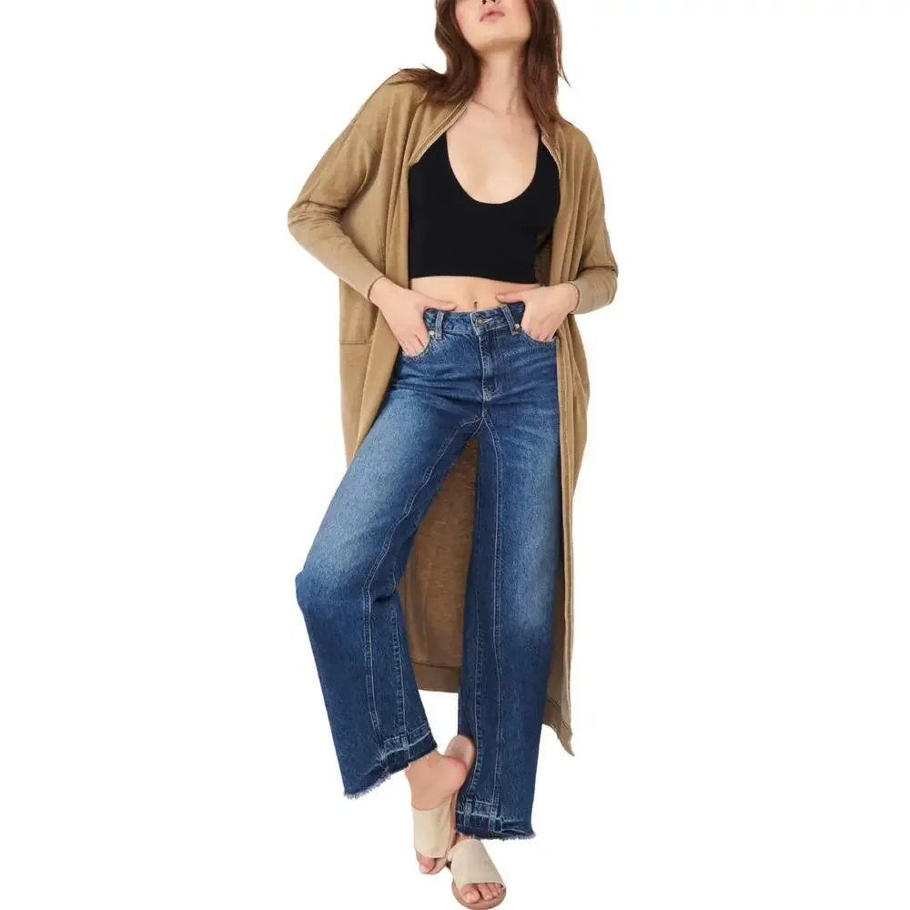 Intimately Free People Small Cozy Girl Longline Cardigan Sage Green w Pockets
